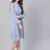 Blue Mandrain Collar Pleated Skater Dress