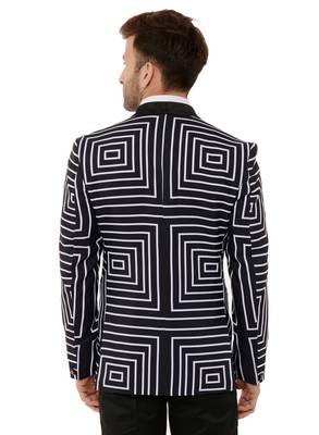 Black Printed Blended Cotton Stitched Men Blazers 5