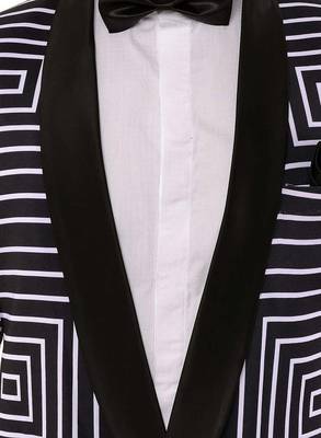 Black Printed Blended Cotton Stitched Men Blazers 6