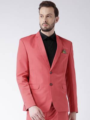 Red Plain Viscose Stitched Men Blazers 1
