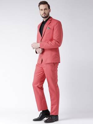 Red Plain Viscose Stitched Men Blazers 2