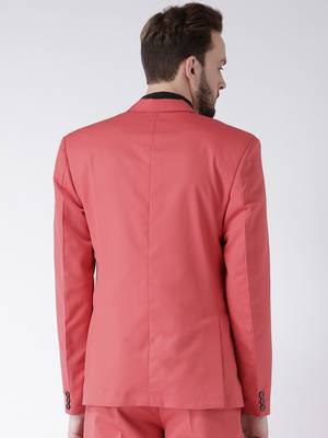 Red Plain Viscose Stitched Men Blazers 5