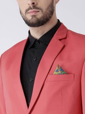 Red Plain Viscose Stitched Men Blazers 6