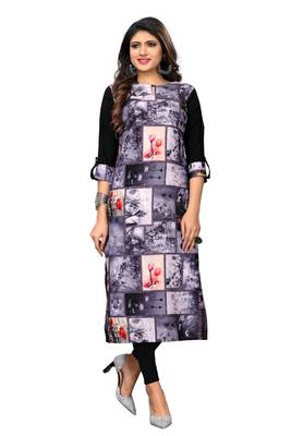  Black Color Heavy American Crepe  Stitched Kurti 1