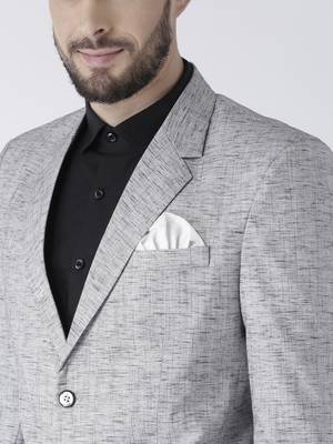 Grey Plain Linen Stitched Men Blazers 6