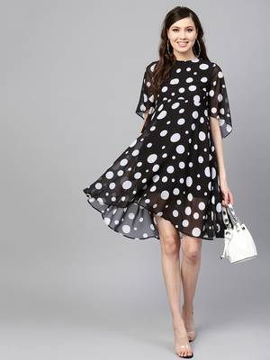 Black Polka Flared Sleeve Dress 6