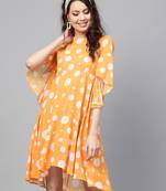 Yellow Polka Flared Sleeve Dress