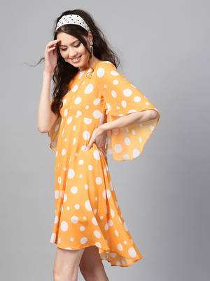 Yellow Polka Flared Sleeve Dress 2