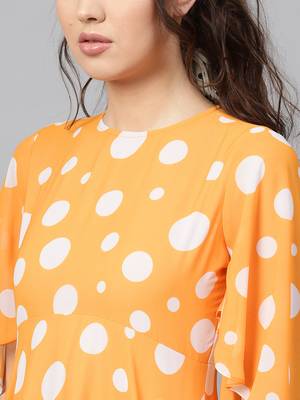 Yellow Polka Flared Sleeve Dress 5