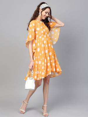 Yellow Polka Flared Sleeve Dress 6
