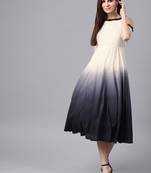 White & Black Ombre Cold Shoulder Maxi