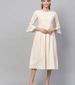 Beige Gathered Dress