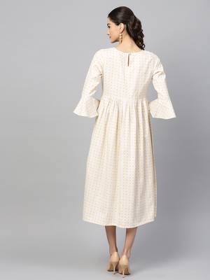 Beige Gathered Dress 3