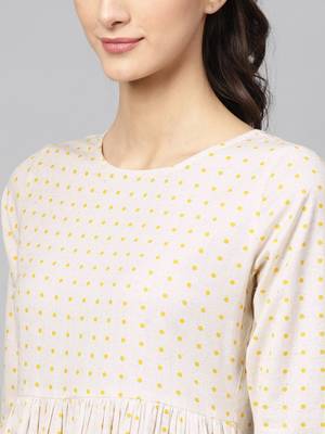 Beige Gathered Dress 5