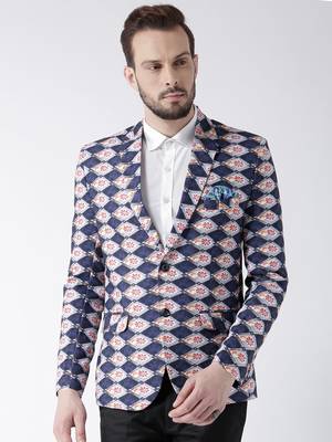 Multicolor Printed Polyester Stitched Men Blazers 1