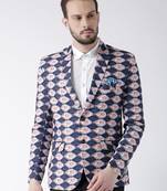 Multicolor Printed Polyester Stitched Men Blazers