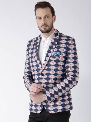Multicolor Printed Polyester Stitched Men Blazers 3