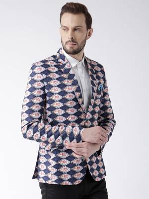 Multicolor Printed Polyester Stitched Men Blazers 4