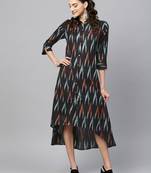 Black ikat High Low Shirt Dress