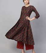 Brown Ikat Anarkali