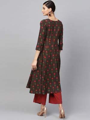 Brown Ikat Anarkali 3