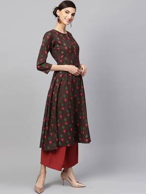 Brown Ikat Anarkali 4
