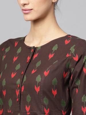 Brown Ikat Anarkali 5