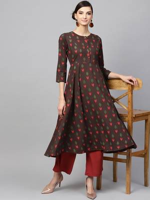 Brown Ikat Anarkali 6