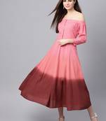 Pink Ombre Off Shoulder Maxi