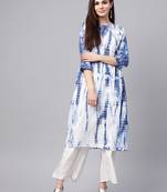 Blue & White Tie Dye Side Tab Kurta