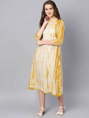 Mustard & White tie_dye Side Tab Midi 1