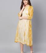 Mustard & White tie_dye Side Tab Midi