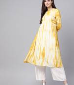 Mustard & White Tie Dye Side Tab Kurta