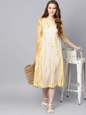 Mustard & White tie_dye Side Tab Midi 6