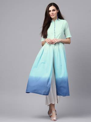 Blue Ombre Front Open Kurta 1