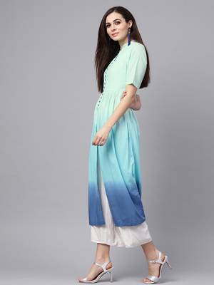Blue Ombre Front Open Kurta 2