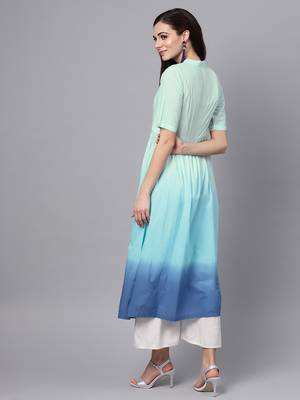Blue Ombre Front Open Kurta 3
