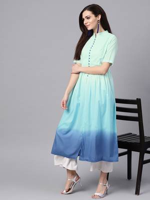 Blue Ombre Front Open Kurta 6