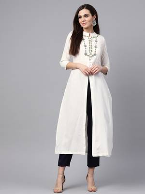 White Yoke Embroidered Kurta 1