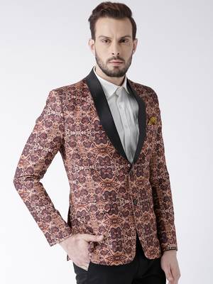 Multicolor Printed Polyester Stitched Men Blazers 4