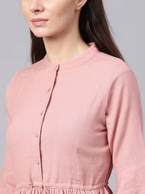 Pink Embroidered Drawstring Kurta 5