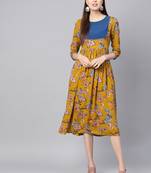 Mustard Paisley Gathered Yoke Dress