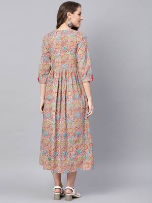 Grey Orange floral_print Gathered Maxi 3