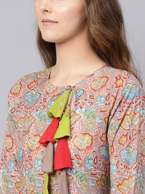 Grey Orange floral_print Gathered Maxi 5