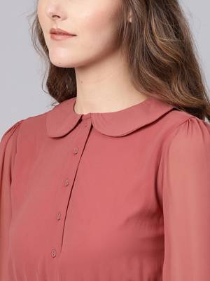 Rose Pink Peterpan Belted Pleated Midi Dress 5