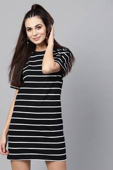 Black White Stripe Shift Dress