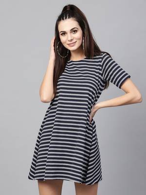 blue White Stripe Tent Dress 1