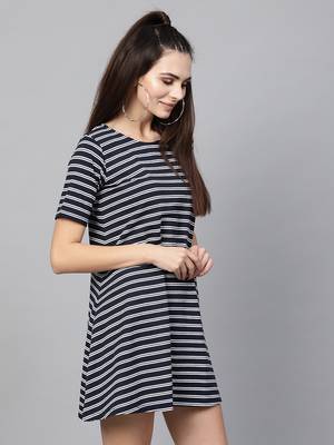 blue White Stripe Tent Dress 2