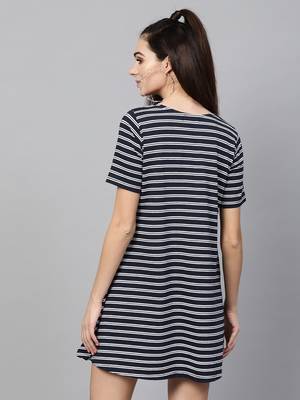 blue White Stripe Tent Dress 3