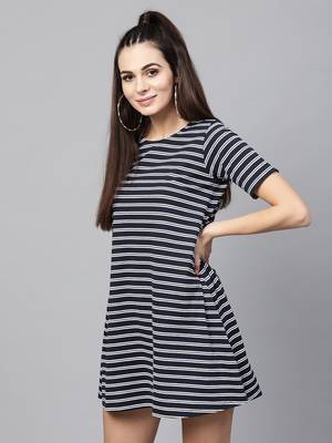 blue White Stripe Tent Dress 4